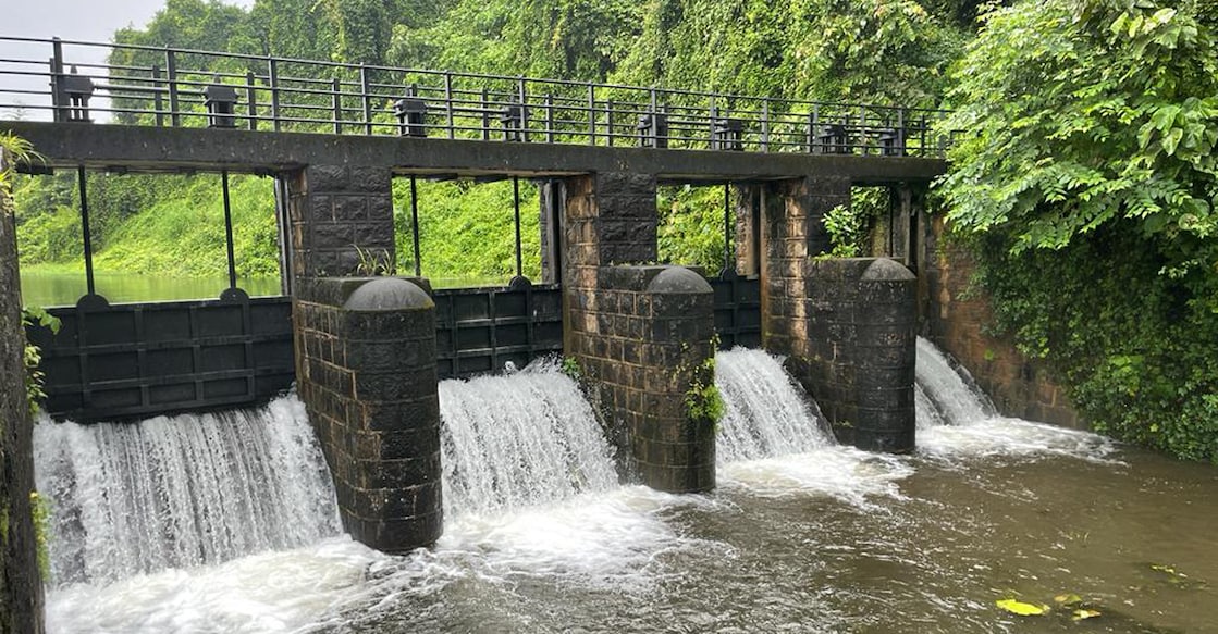 All four shutters of Poomala Dam were raised due to heavy rain. Photo: Special Arrangements 
