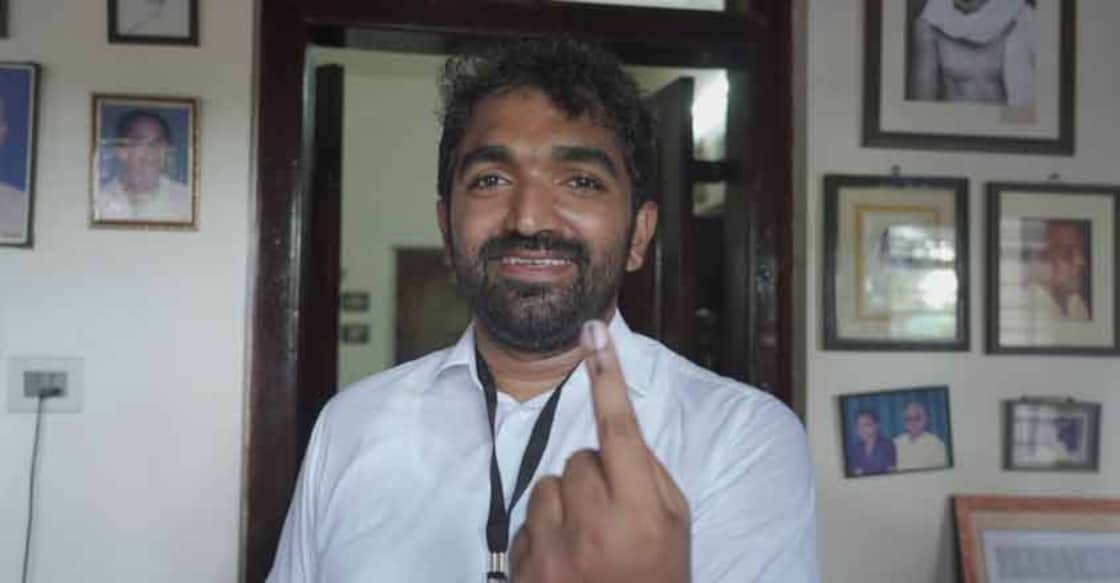 Chandy Oommen cast his vote at Georgian Public School, Puthuppally. Photo: Special arrangement