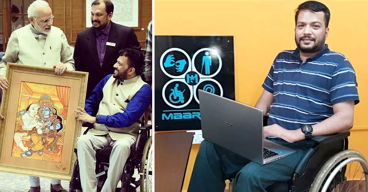 Prajith, paralysed from the neck below after an accident in 2011 at Kozhikode bypass, has dedicated his life to inspiring people with disabilities. Photo: Special Arrangement 