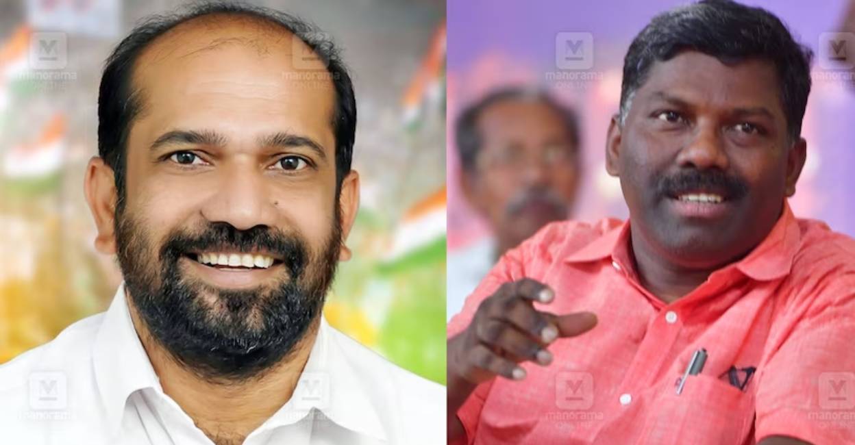 Congress MLA Anil Akkara and former MP P K Biju. Photo: Manorama