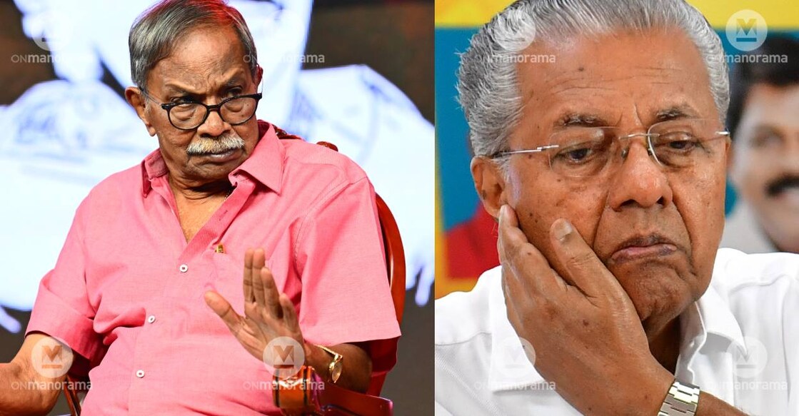M T Vasudevan Nair and PInarayi Vijayan. Photo: Manorama