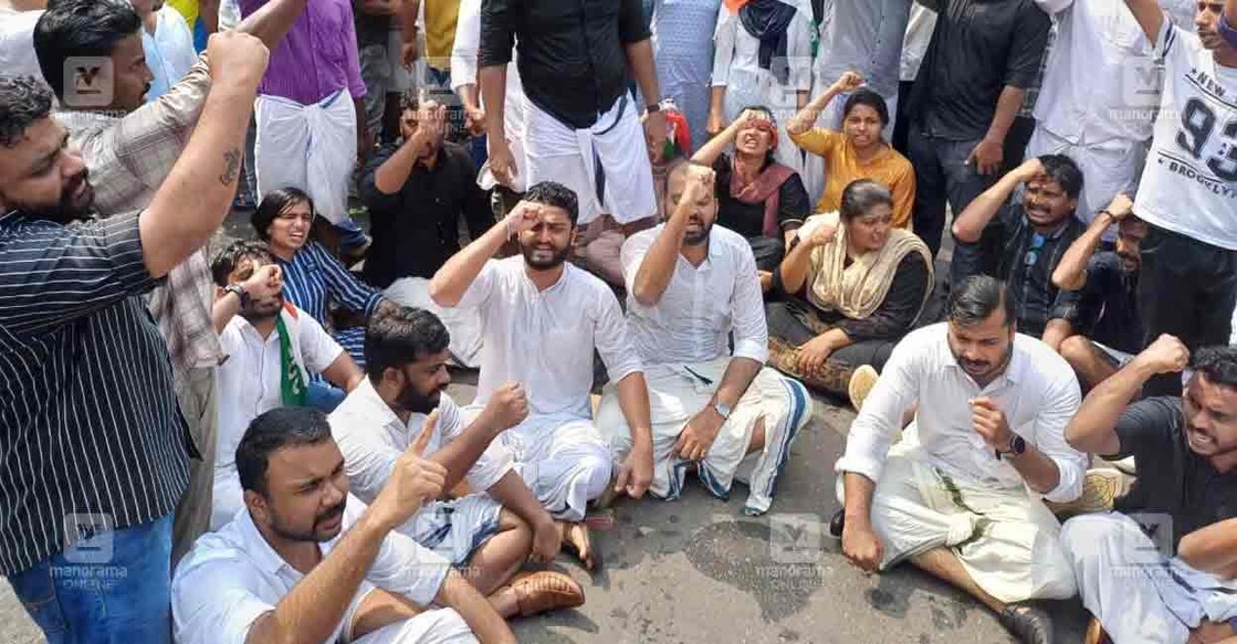 youth-congress-protest-kozhikode Youth Congress protest in Kozhikode. Photo: Manorama