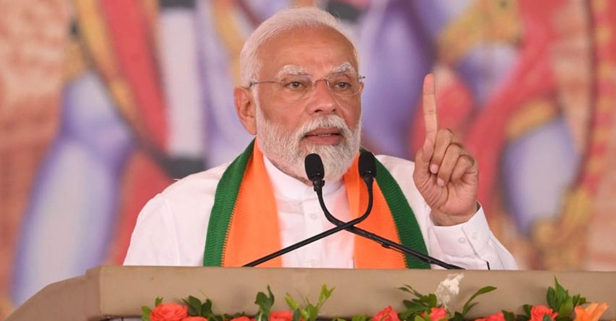 modi-bjp-event-kochi Prime Minister Narendra Modi addresses BJP workers at a party event in Kochi on Wednesday. Photo: X/@BJP4Keralam
