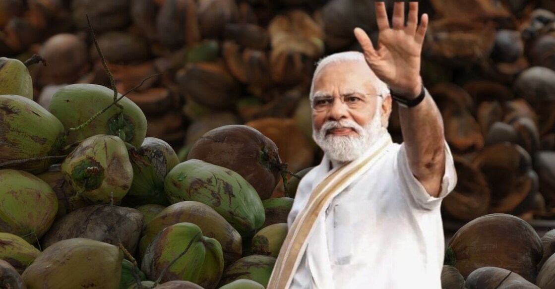 Tender coconut water was offered as the welcome drink when Modi arrived at the Ernakulam Guest House after the road show on January 16. Photo: Onmanorama/canva