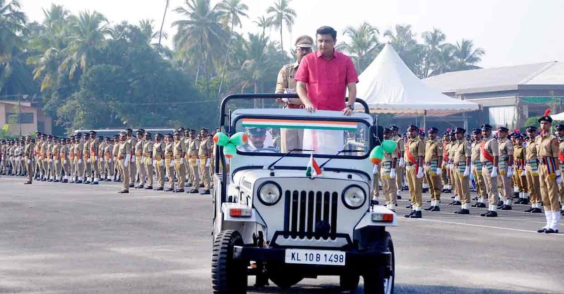 Minister for Public Works Department and Tourism P A Mohammed Riyas during Republic day parade. Photo: Manorama