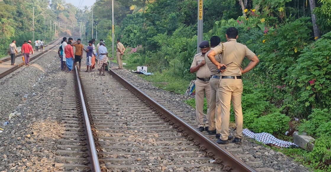 One of the dead bodies was found on the tracks with blood stains near it, and the other was found face down outside the tracks. Photo: Special arrangement. 