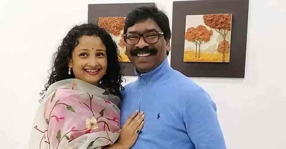 Hemant Soren with wife Kalpana. Photo: Facebook