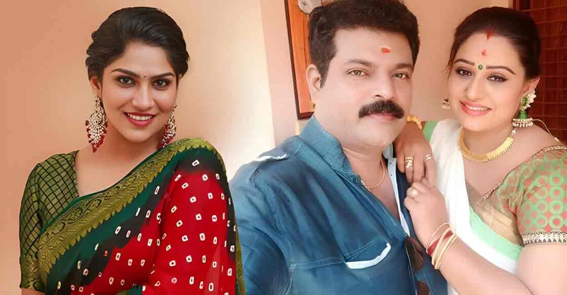 Swasika, Beeena Antony and her husband Manoj. Photo: Instagram/imbeena.antony