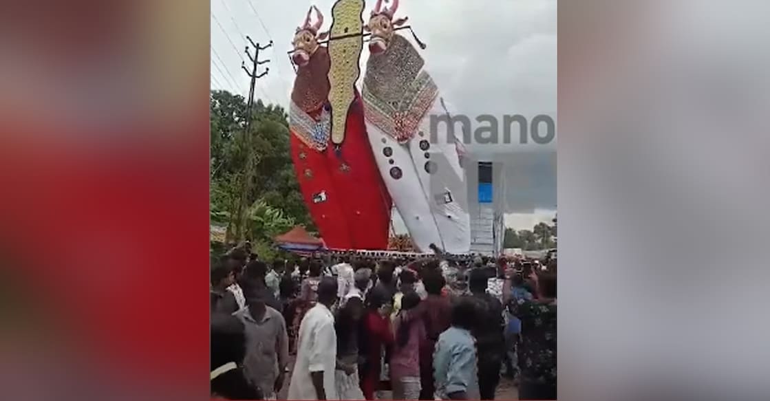 Kalabhairavan is considered the largest figure among all those brought to the temple. Photo: Screengrab/Manorama News.