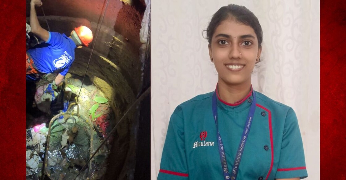 Puppies being rescued from well by Jabbar; Sneha Maria Thomas. Photo: Special Arrangement