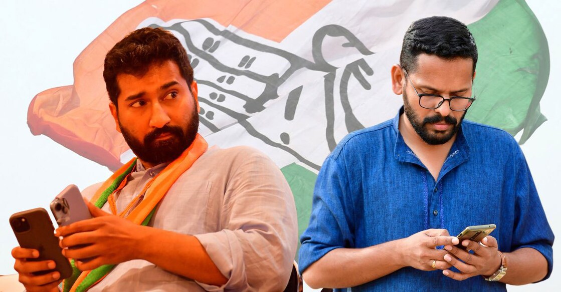 Anil Antony (left) and Dr Sarin P head the IT cell of Congress party in Kerala. Photos: Manorama/ graphic made using Canva