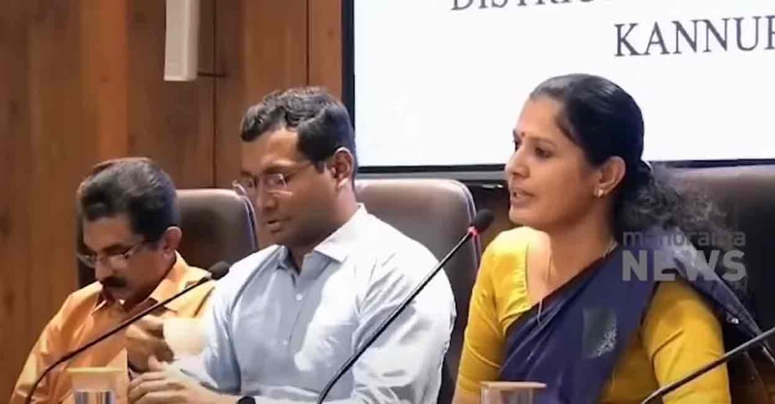 Naveen Babu,  Arun K Vijayan, PP Divya. Photo: Screengrab/Manorama News