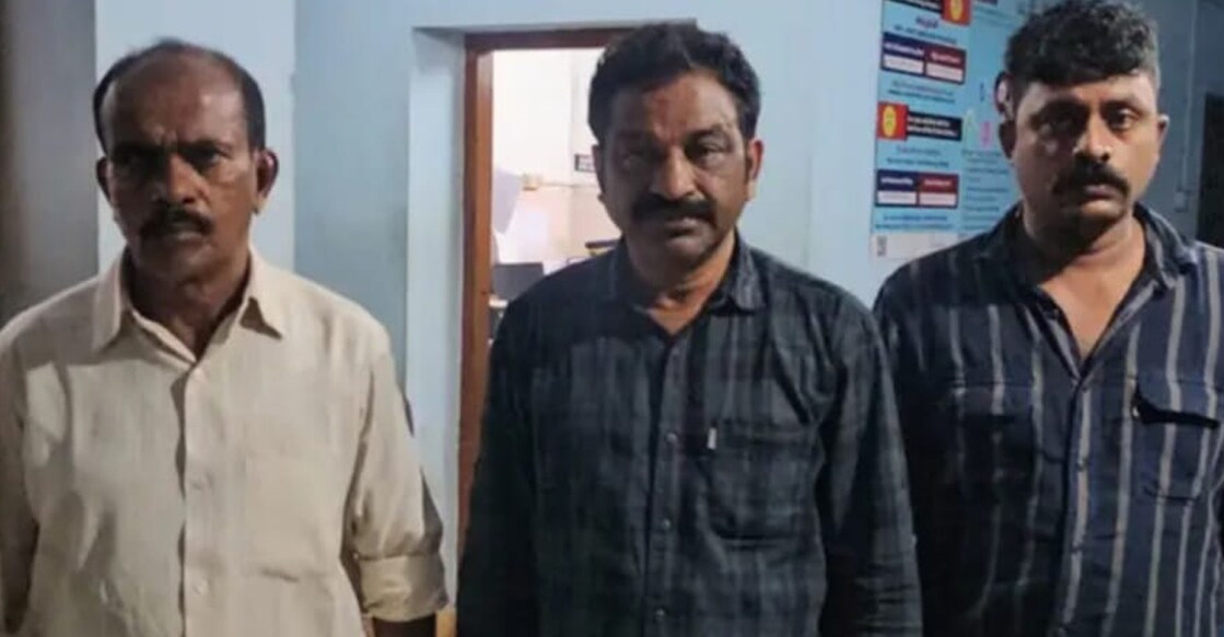 (From left) Jayanand alias Babu, Nisar alias Joy and Nellikkal Noufal. Photo: Special Arrangement