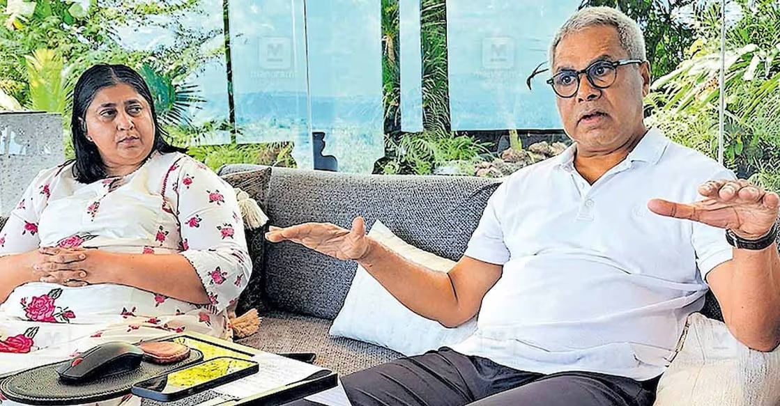 Faizal Kottikollon, chairman of Meitra Hospital and founder of KEF Holdings and Tulah Clinical Wellness Sanctuary, along with his wife Shabana, emphasise that this initiative aims to serve as a stepping stone for artists from Malabar while helping them maintain their connection to their homeland. Photo: Manorama.