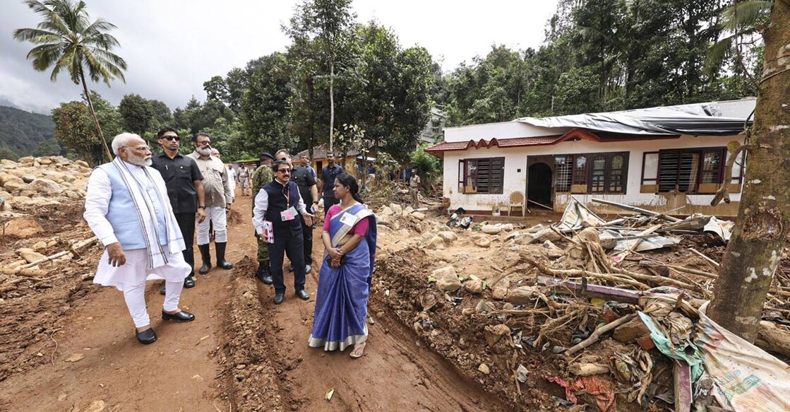 Prime Minister Narendra Modi visiting the landslide-hit regions of Wayanad. File Photo: PTI. 