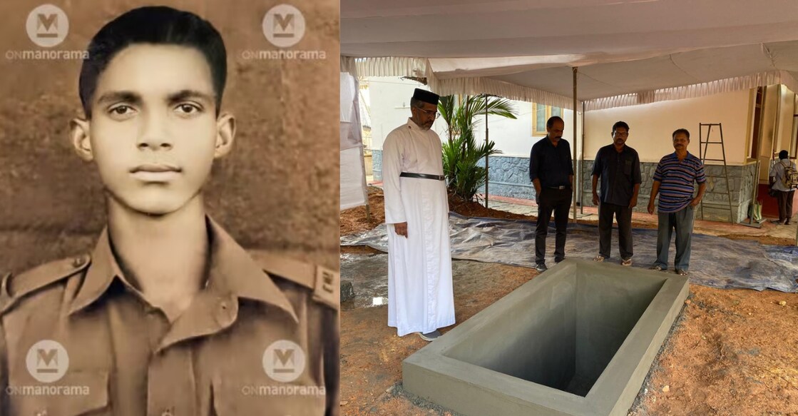 1) File image of Thomas Cheriyan, 2) The burial vault constructed at the Karoor St Peter's Orthodox Church. Photos: Special Arrangement. 