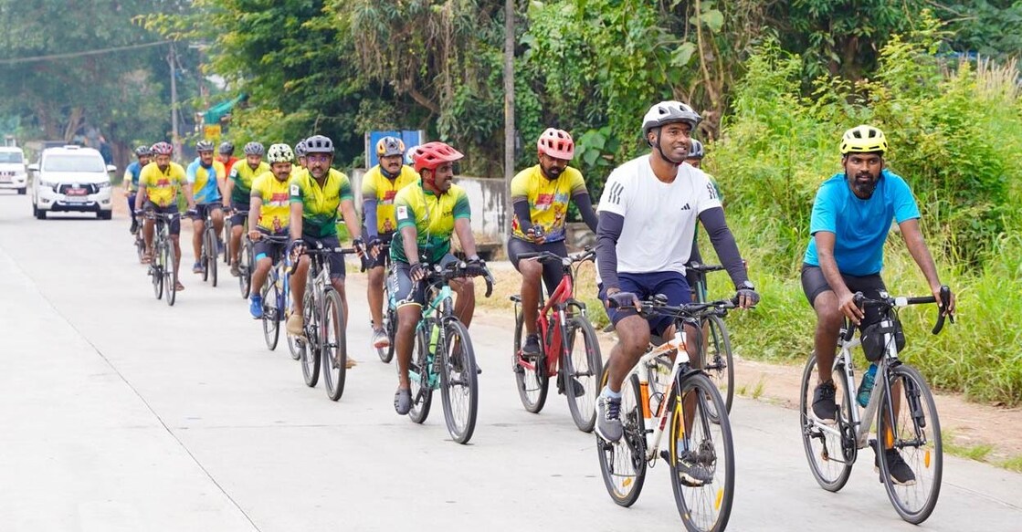 The collector's trip also aimed to promote the use of eco-friendly vehicles and maintain physical fitness. Photo: Special arrangement. 