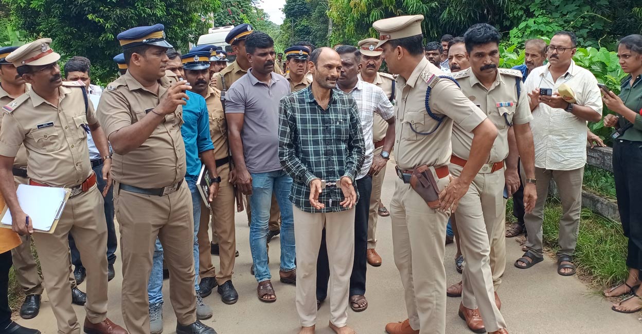 Kerala police with Mohammed Iqram during the evidence collection. Photo: Special arrangement. 