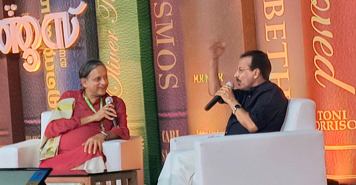 tharoor-c Shashi Tharoor speaking at a session held at Manorama Hortus. Photo: Special arrangement