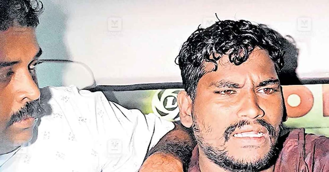 The suspected Kuruva gang member Santhosh Selvan who was recaptured by police at Kundanoor. Photo: Manorama