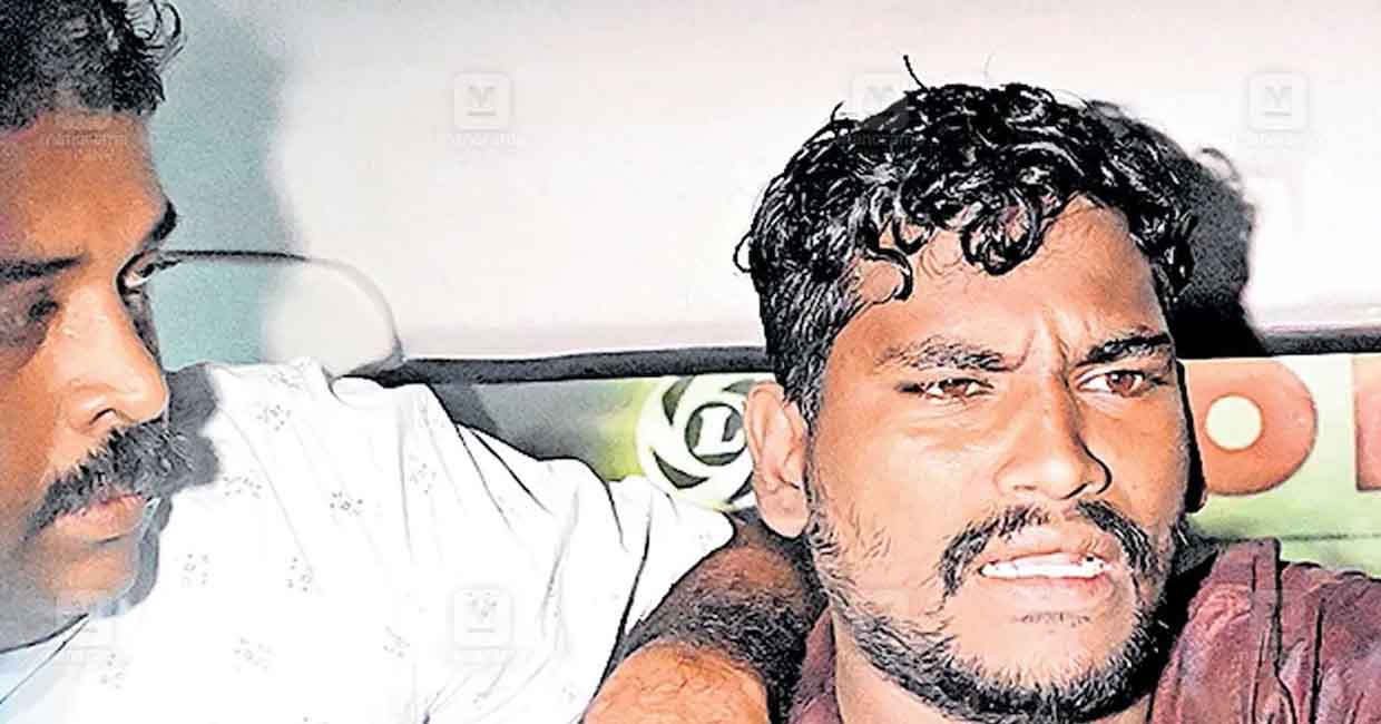 The suspected Kuruva gang member Santhosh Selvan who was recaptured by police at Kundanoor. Photo: Manorama