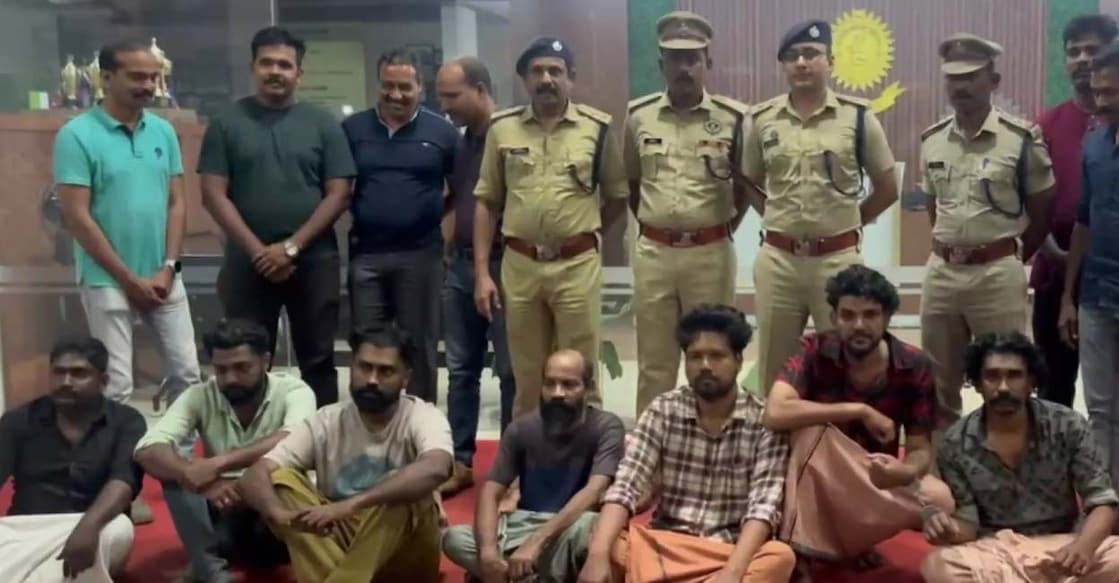 The 11-member gang arrested in CPI local committee office vandalism case. Photo: Special Arrangement