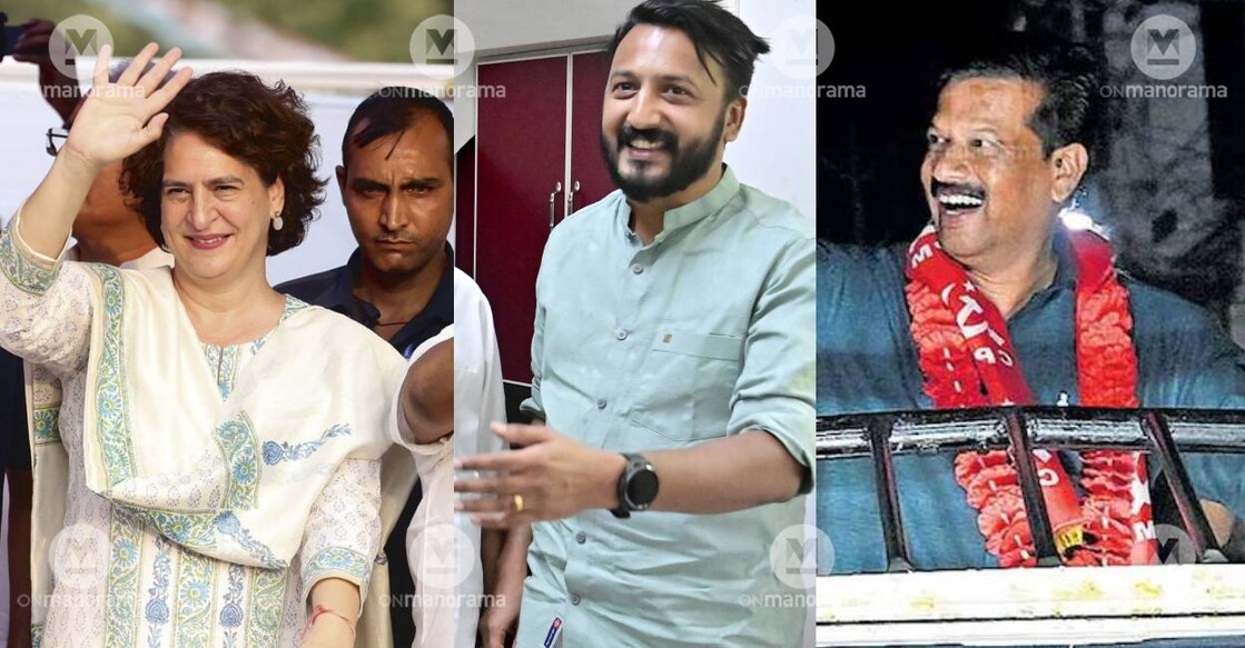 priyanka-rahul-pradeep Priyanka Gandhi, Rahul Mamkoottathil and UR Pradeep