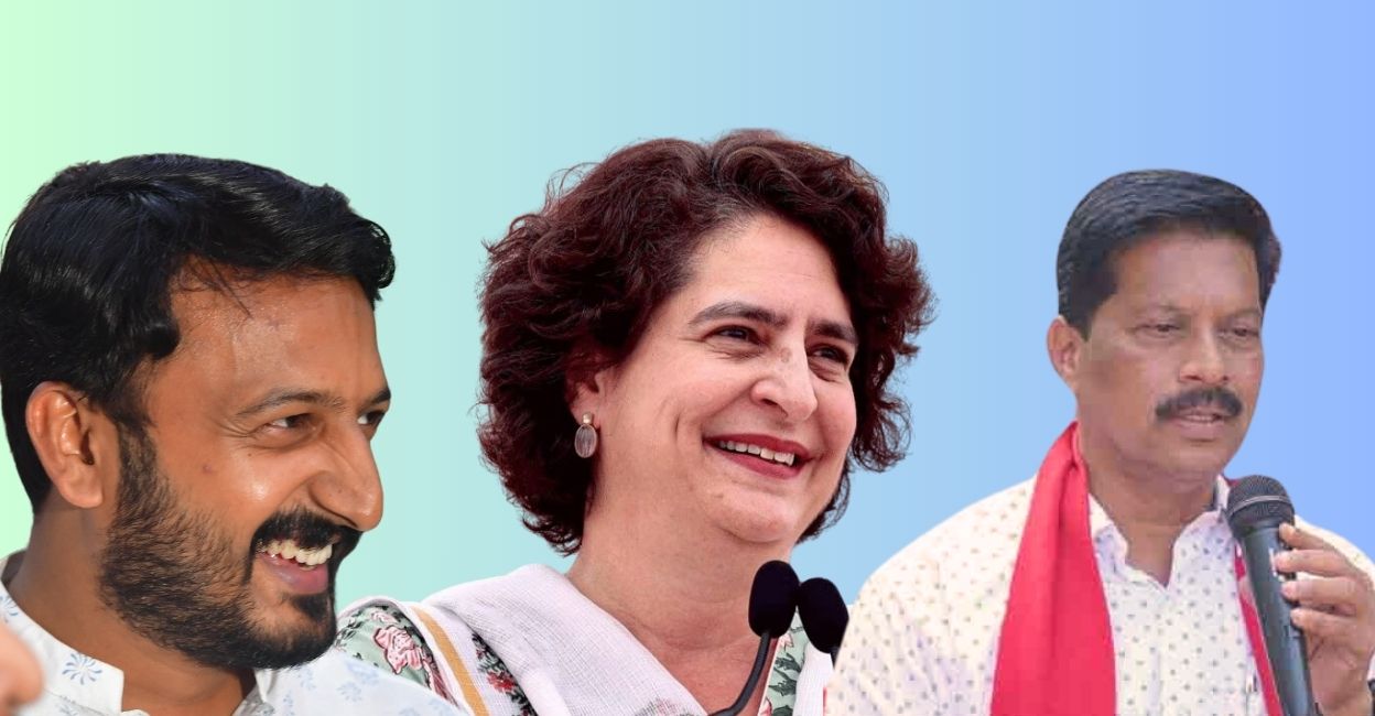 Priyanka Gandhi, Rahul Mamkoottathil and UR Pradeep