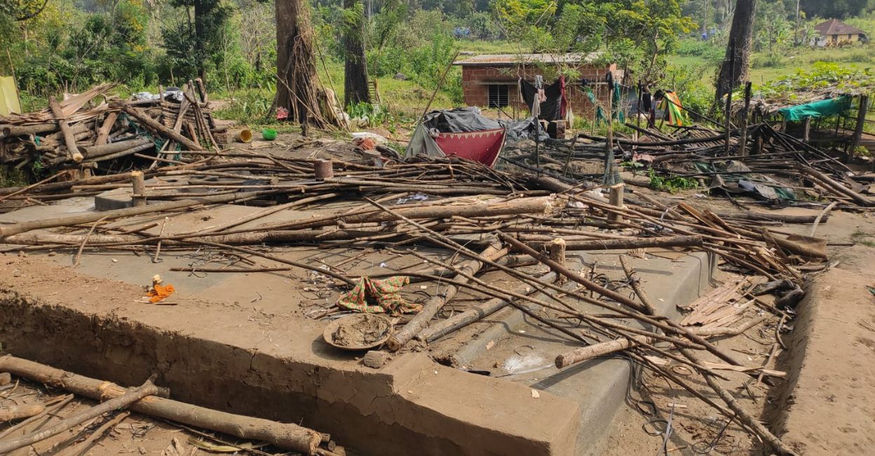 A demolished tribal hut. Photo: Special Arrangement