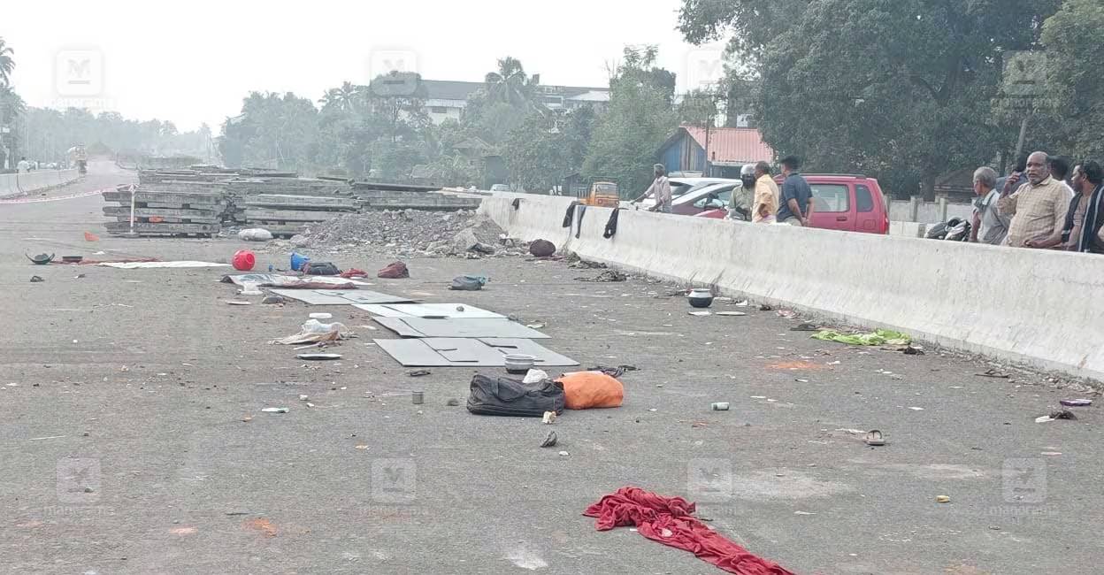 Accident scene in Nattika. Photo: Selin Jose/ Manorama