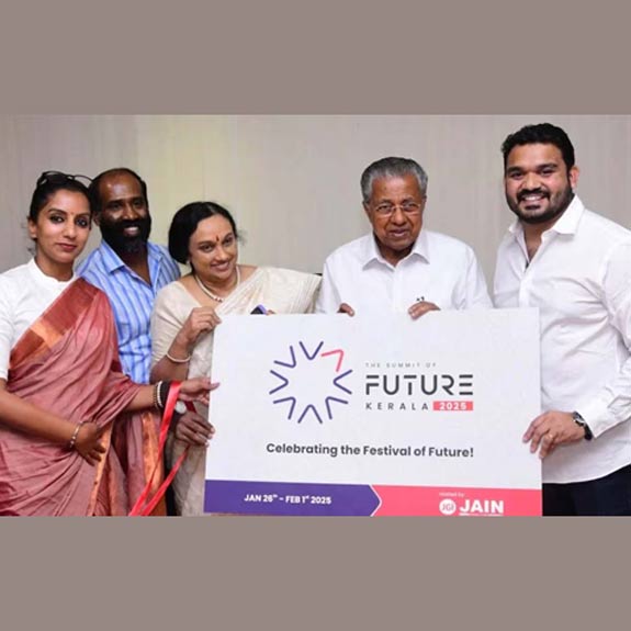 Chief Minister Pinarayi Vijayan unveiled the official logo for The Summit of Future, Kerala 2025. Photo: Manorama