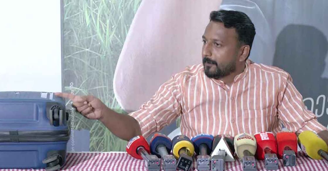 Rahul Mamkootathil addressing the media. Photo: Manorama News