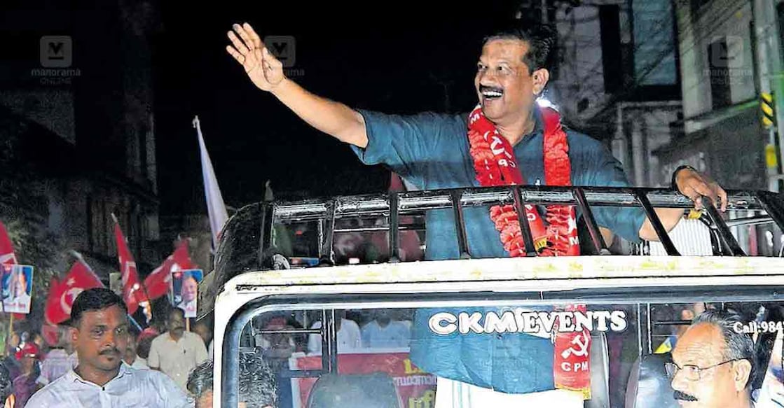 LDF candidate UR Pradeep campaigns in Chelakkara. Photo: Facebook