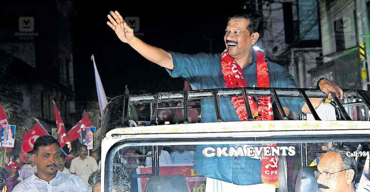 LDF candidate UR Pradeep campaigns in Chelakkara. Photo: Facebook