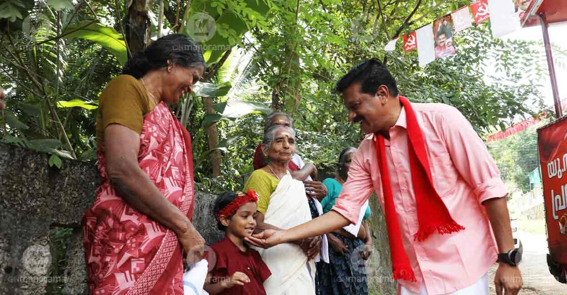LDF candidate UR Pradeep during his campaign in Chelakkara. Photo: Albin Mathew
