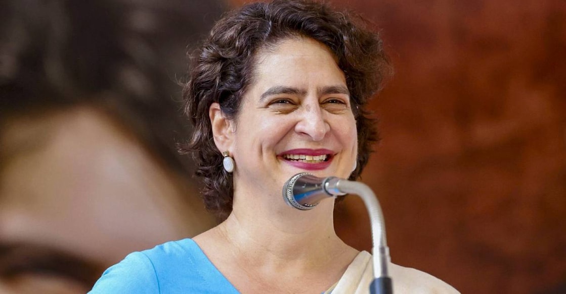 Priyanka Gandhi addresses voters in Kozhikode's Mukkom. Photo: PTI