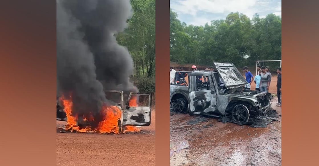 thar fire The men brought the Thar to Pachambala public ground, where it quickly caught fire during the stunt. Photo: Special Arrangement