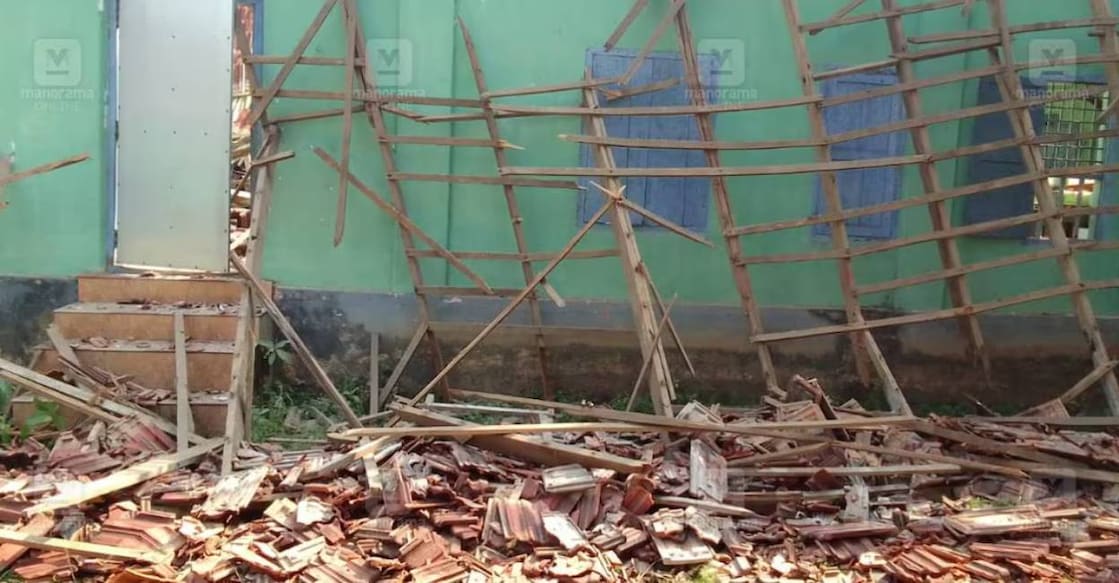 anganwadi-building-c Remains of the collapsed Anganwadi roof. Photo: Manorama