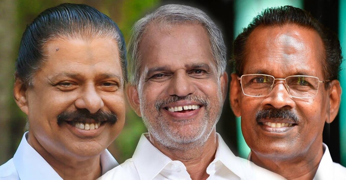 MV Govinndan, A Vijayaraghavan and TP Ramakrishnan. Photos: Facebook. 