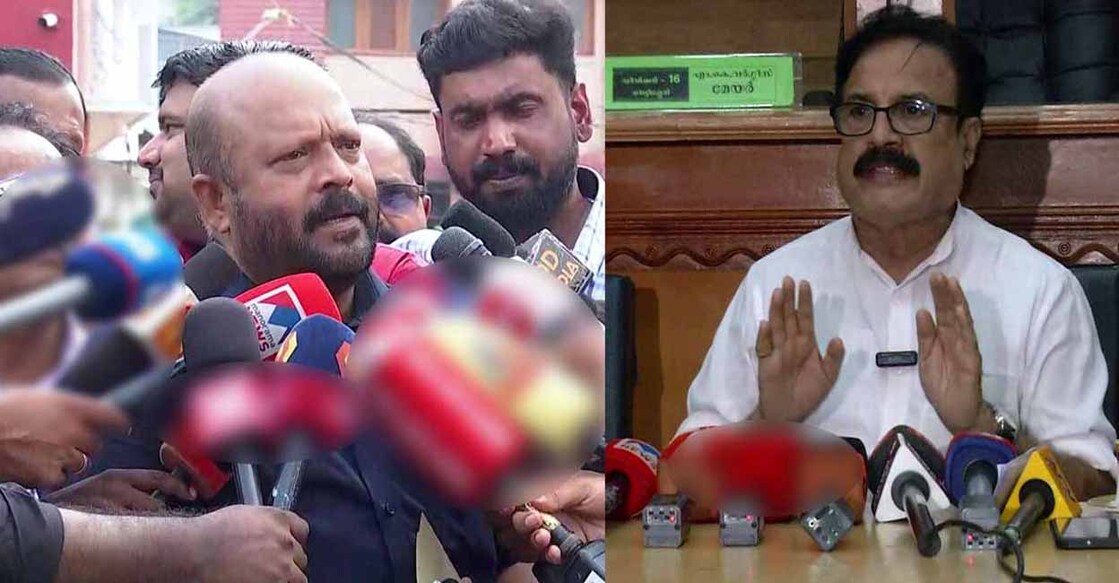 VS Sunilkumar (Left), MK Varghese. Photo: Manorama News