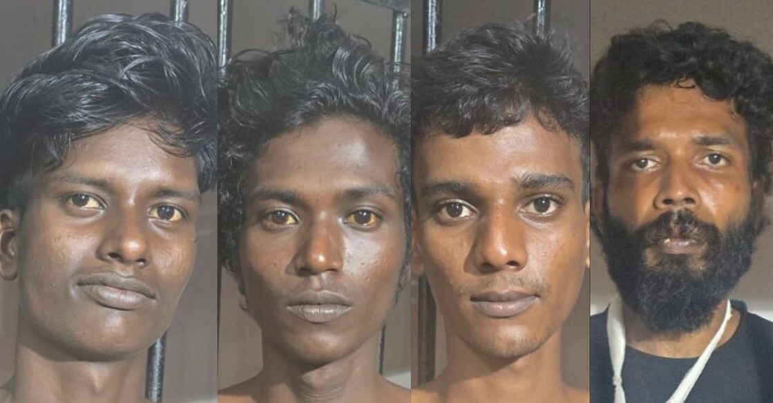The accused (from left): Kalarickachira Sumesh, Vaisakh, Naduvilemuriyil Aadhil and Chungham Nadichirayil Sreejith. Photo: Special Arrangement
