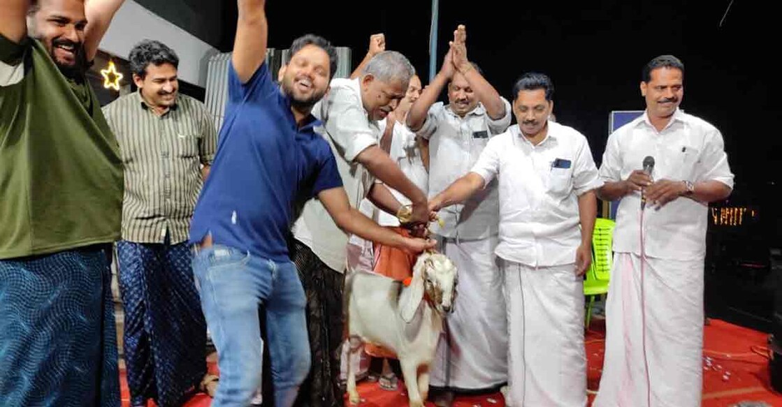 The villagers held an auction of goat to help cancer-affected patient. Photo: Special arrangement