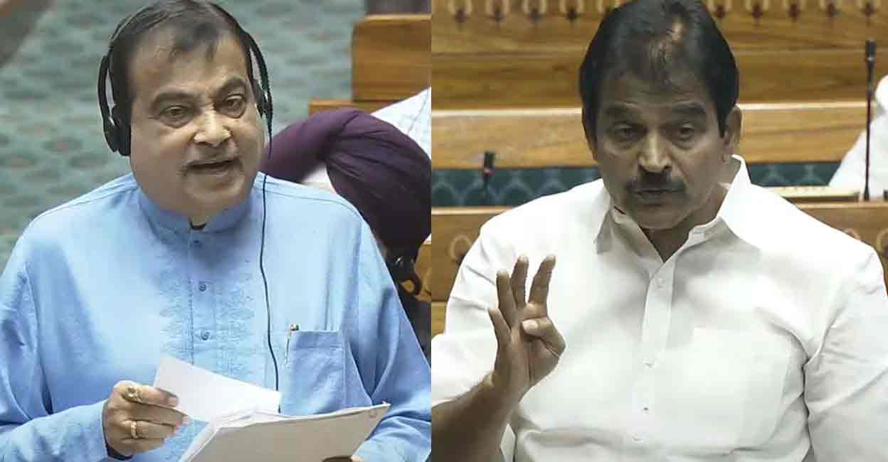 Nitin Gadkari, KC Venugopal. Photo: LSTV