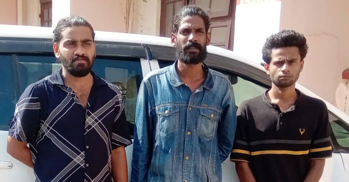 mdma-arrest-thrissur Nithin Jacob, Vishnu K Das and Mohammed Shafi. Photos: Special arrangement