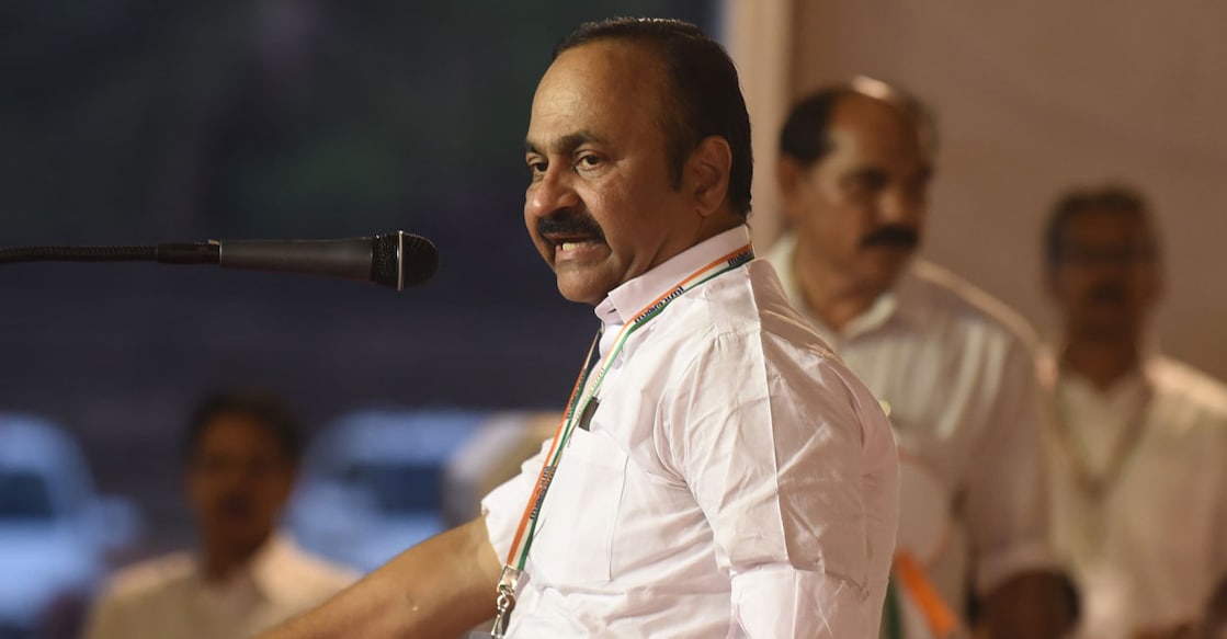 vd-satheesan-congress-event-kasaragod Leader of Opposition V D Satheesan speaks at the inauguration of Congress' Lok Sabha election campaign Samaragni People's Protest Yatra in Kasaragod on Friday. Photo: Special arrangement