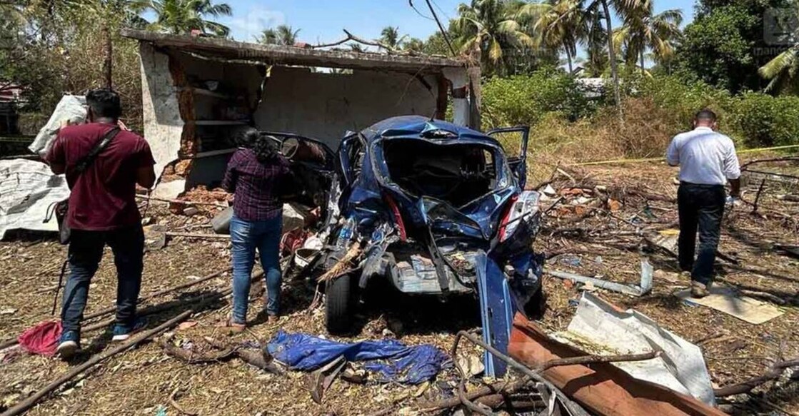 Firecrackers exploded at Choorakkad in Tripunithura on Monday morning. Photo: Manorama