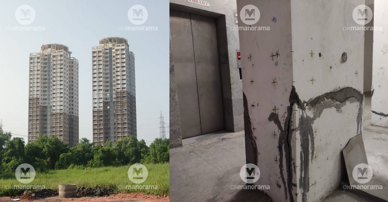 The B and C blocks of Chander Kunj Army Towers where serious lapses in construction have put the safety of residents. Photo: Onmanorama