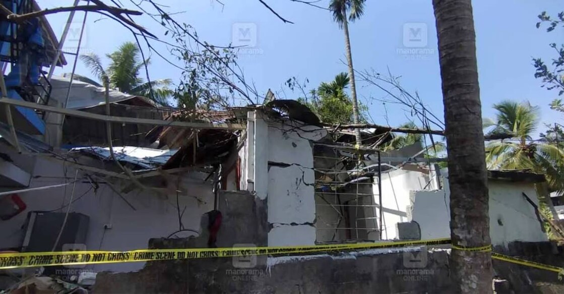 A house damaged in the explosion at Tripunithura. Photo: Manorama