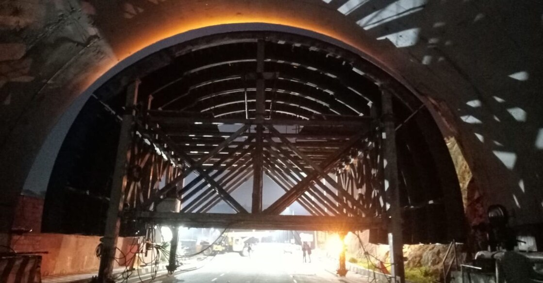 The gantry concreting works to strengthen the arch of the first tunnel towards Thrissur were supposed to begin in December, but only started in February. Photo: Special Arrangement