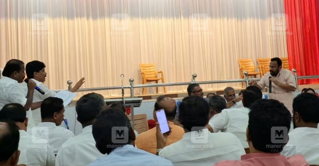 Revenue Minister K Rajan and MLAs I C Balakrishnan and T Siddique got into an argument during the all-party meeting called to discuss the spurt in wildlife attacks in Wayanad. Photo: Manorama